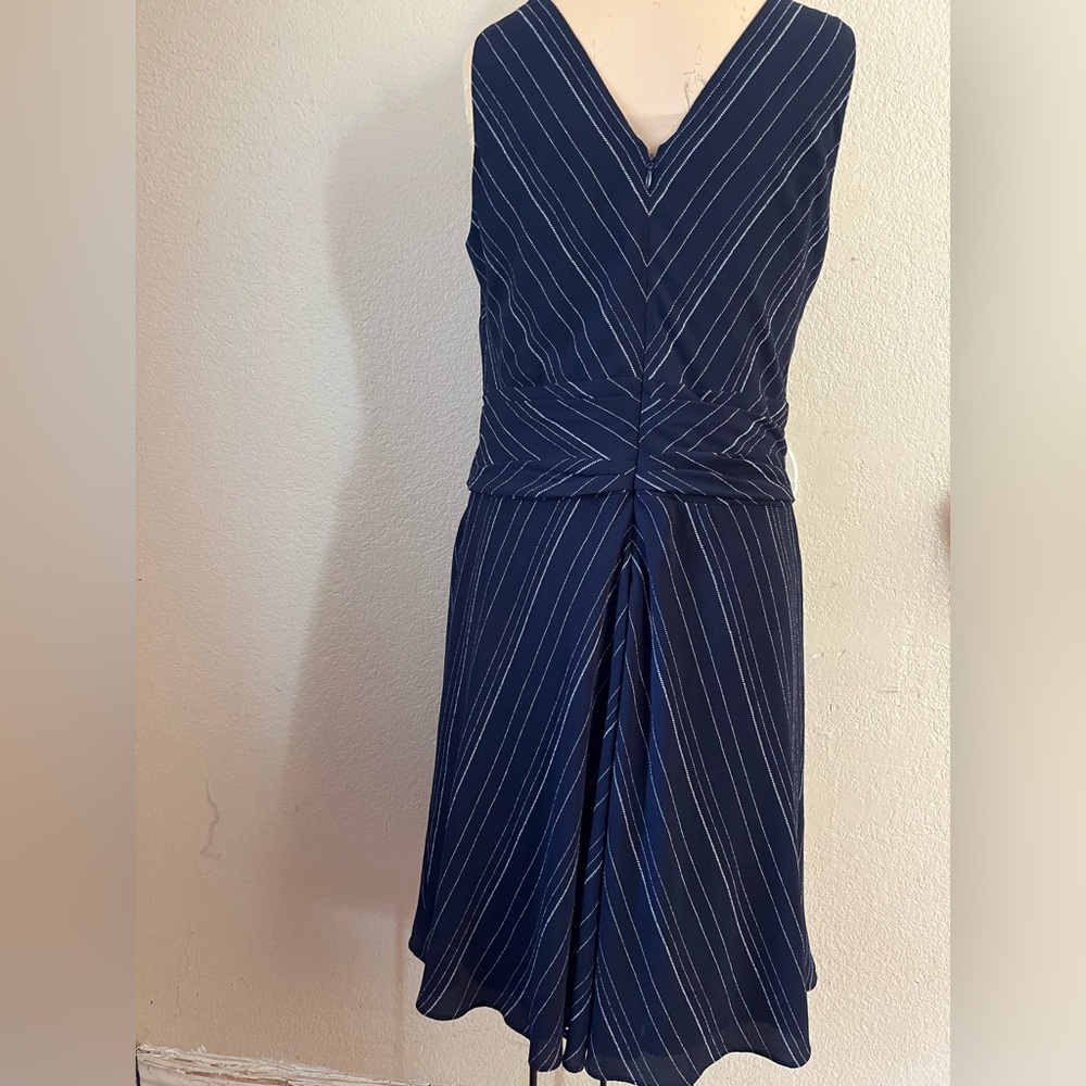 Ralph Lauren Navy and White Midi Dress